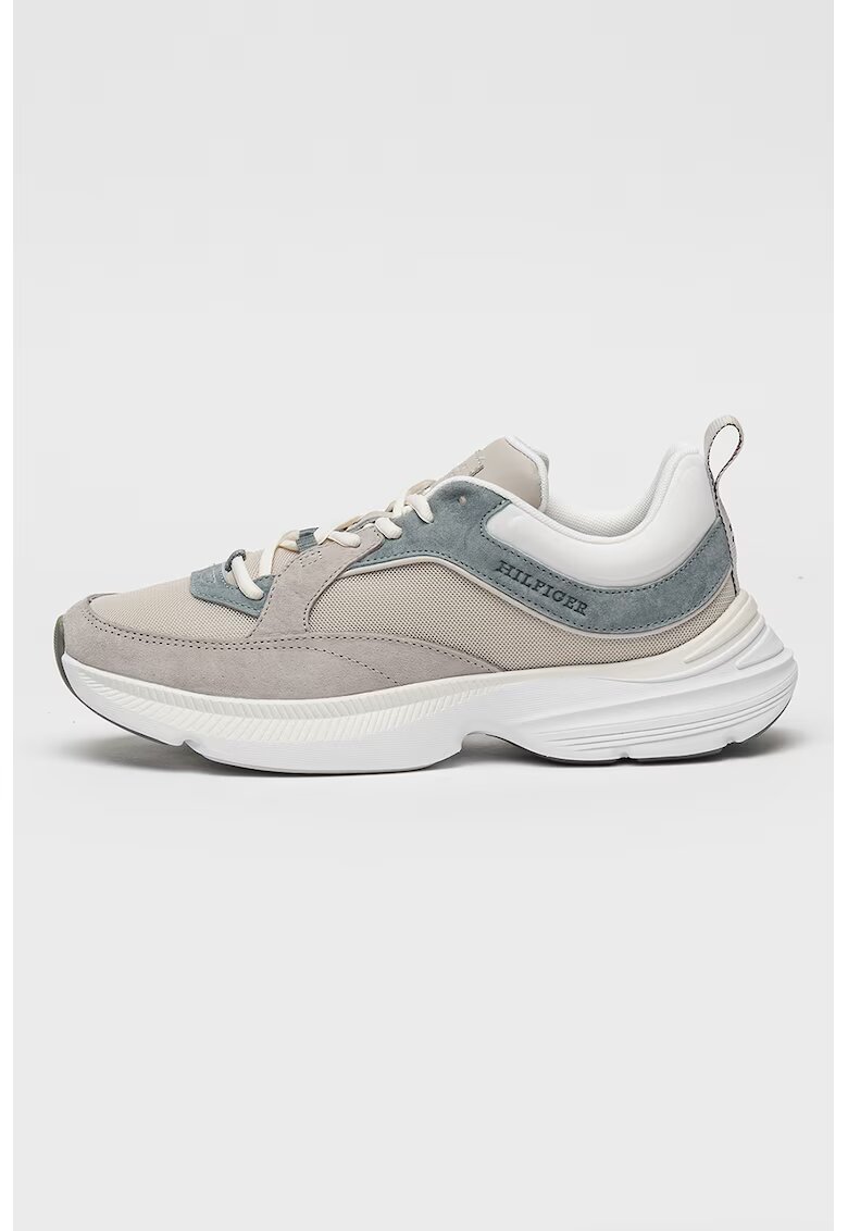 Tommy Hilfiger Pantofi sport cu insertii din piele intoarsa Dynafast - Albastru prafuit/Grej
