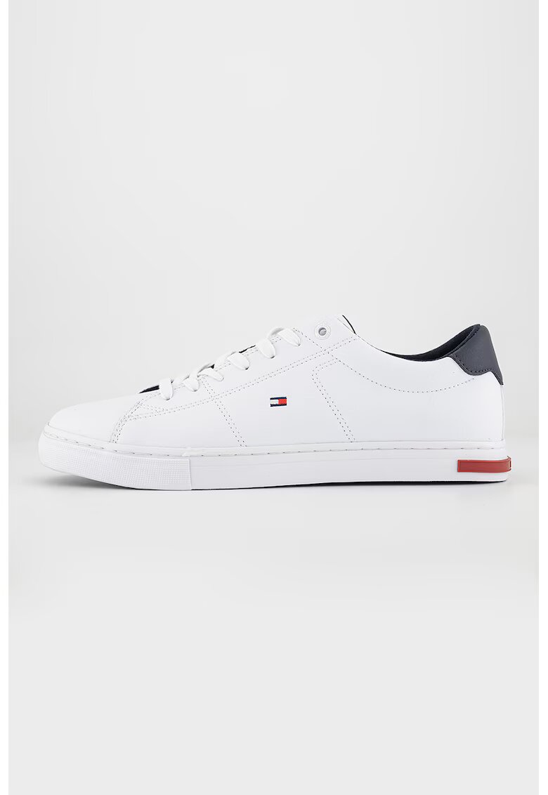 Tommy Hilfiger Pantofi sport de piele cu logo discret - Alb/Bleumarin