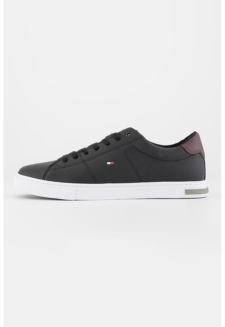Tommy Hilfiger Pantofi sport de piele cu logo discret - Alb/Negru