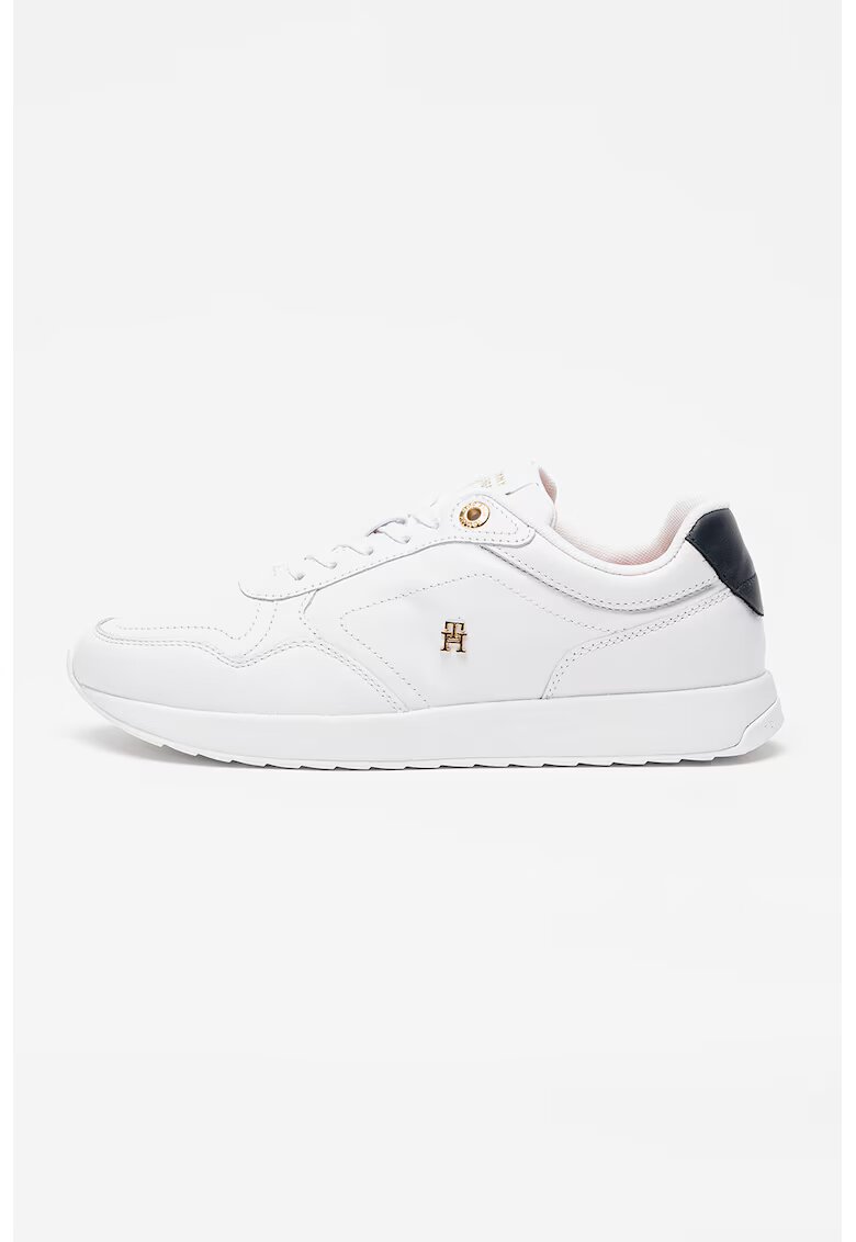 Tommy Hilfiger Pantofi sport de piele cu monograma - Auriu/Alb optic