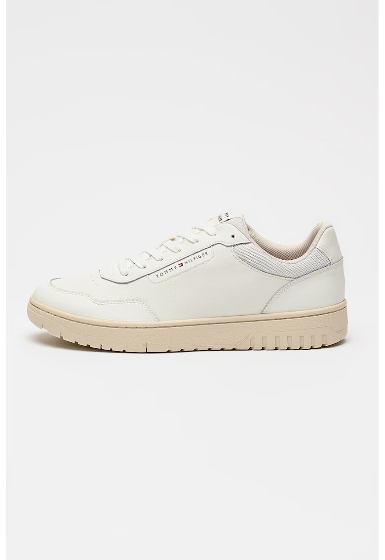 Tommy Hilfiger Pantofi sport de piele cu talpa plata - Alb optic
