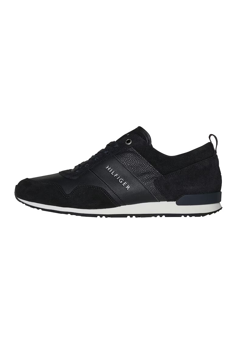 Tommy Hilfiger Pantofi sport de piele ecologica si intoarsa - Alb/Negru