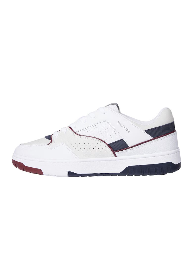 Tommy Hilfiger Pantofi sport de piele ecologica si piele intoarsa - Alb/Bleumarin