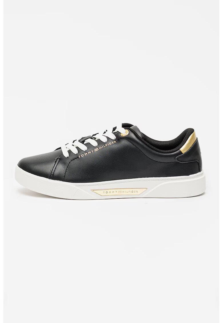 Tommy Hilfiger Pantofi sport de piele Essential - Auriu/Negru