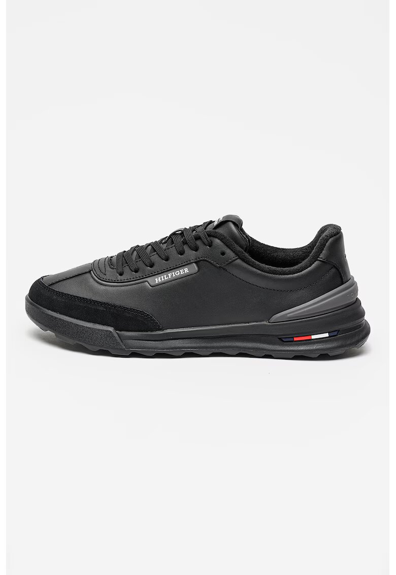 Tommy Hilfiger Pantofi sport de piele si piele ecologica Retro Runner - Negru/Gri inchis