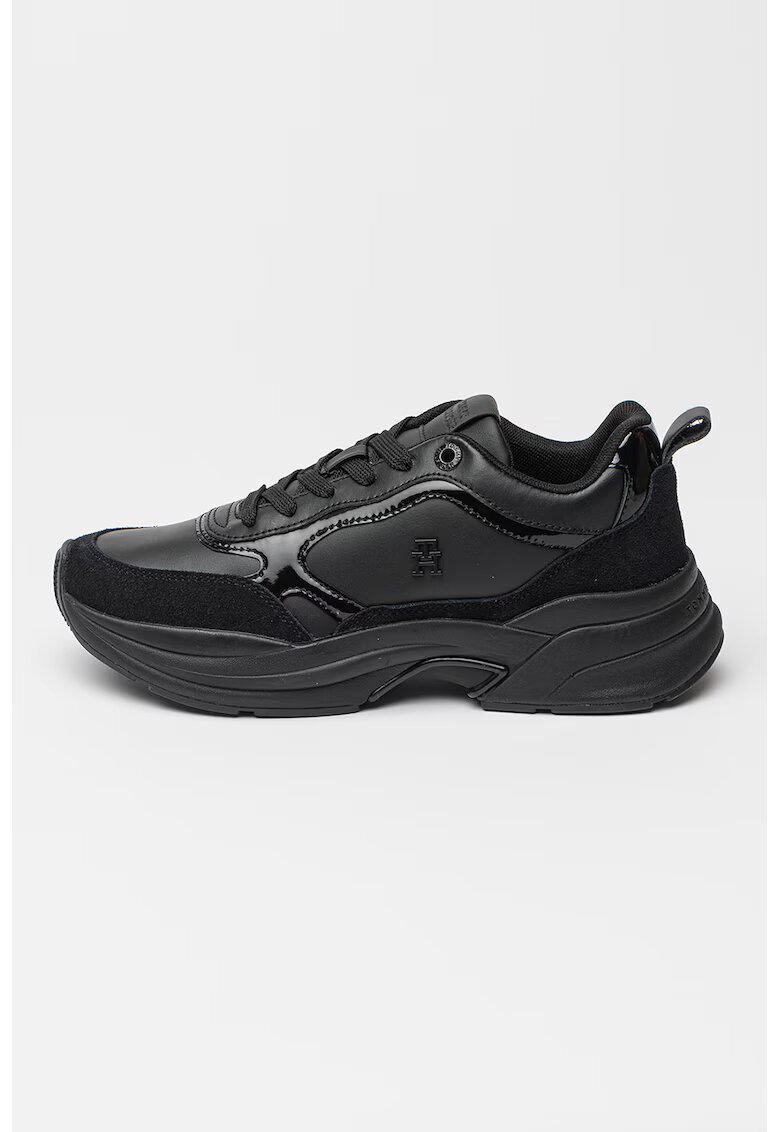 Tommy Hilfiger Pantofi sport demi-wedge din piele lacuita cu aspect masiv - pentru alergare - Negru