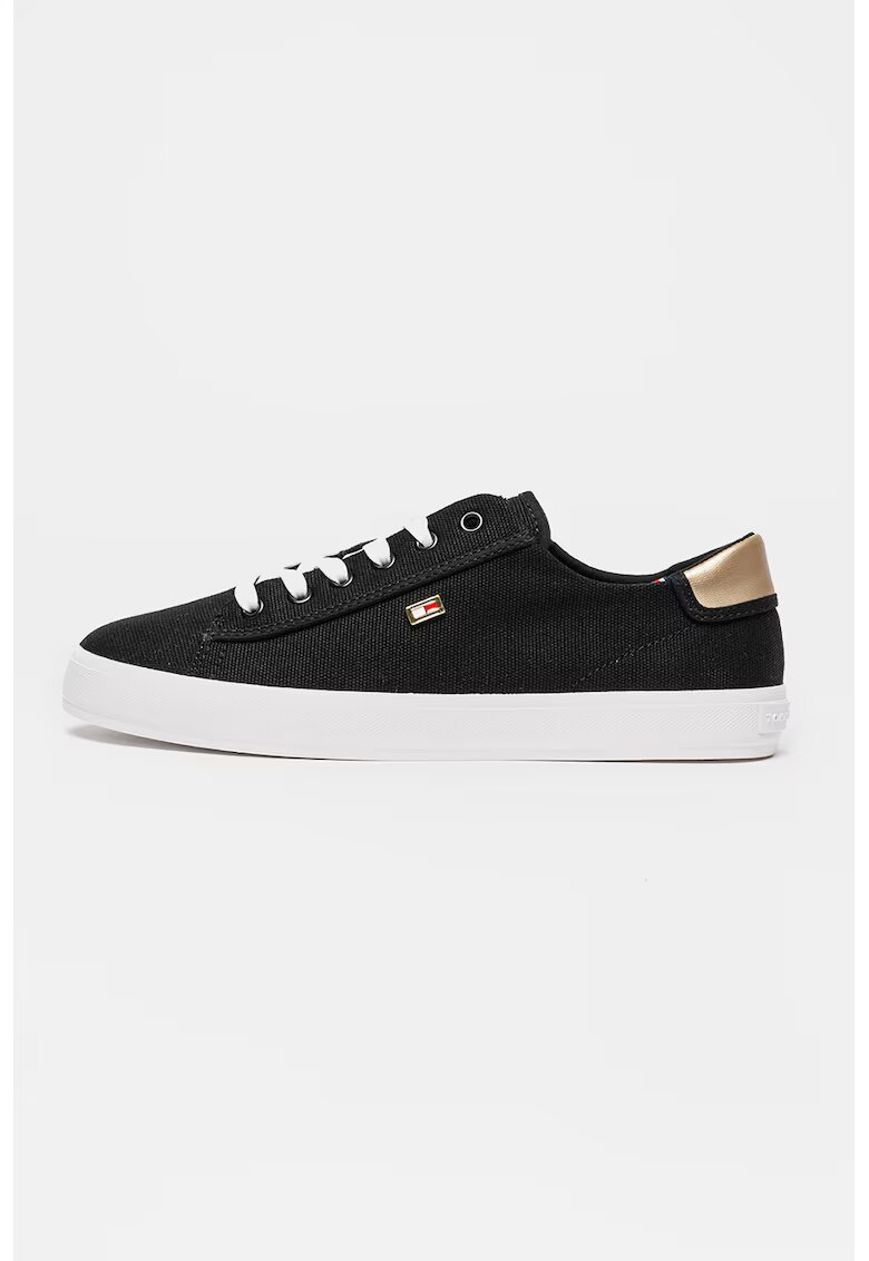 Tommy Hilfiger Pantofi sport din bumbac cu detalii aurii - Auriu/Negru