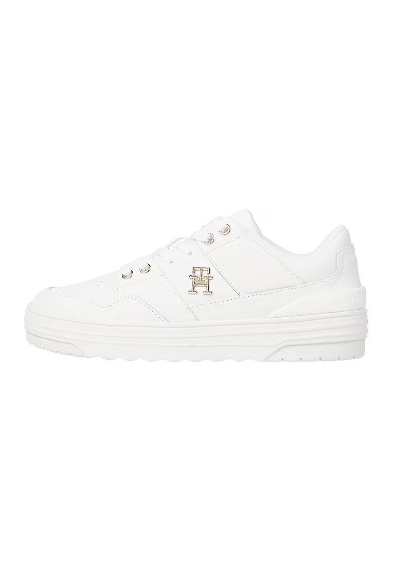 Tommy Hilfiger Pantofi sport din piele cu detalii din logo - Alb murdar