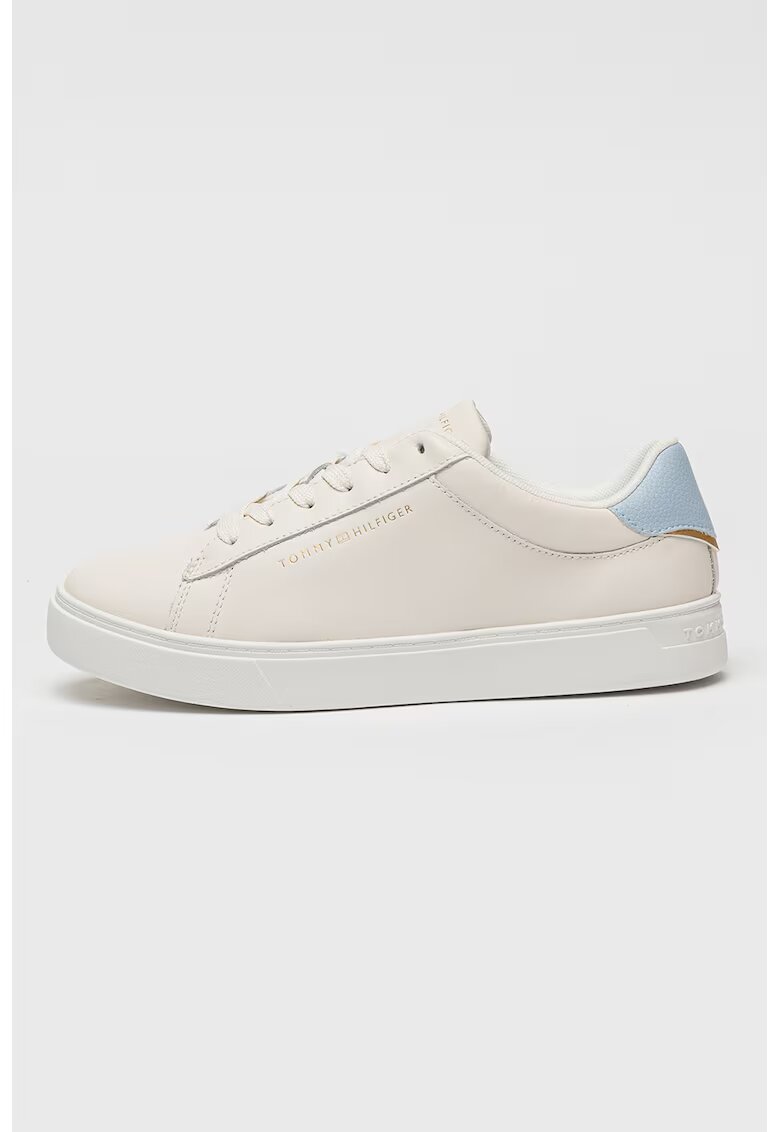 Tommy Hilfiger Pantofi sport din piele cu garnituri contrastante - Albastru deschis/Crem