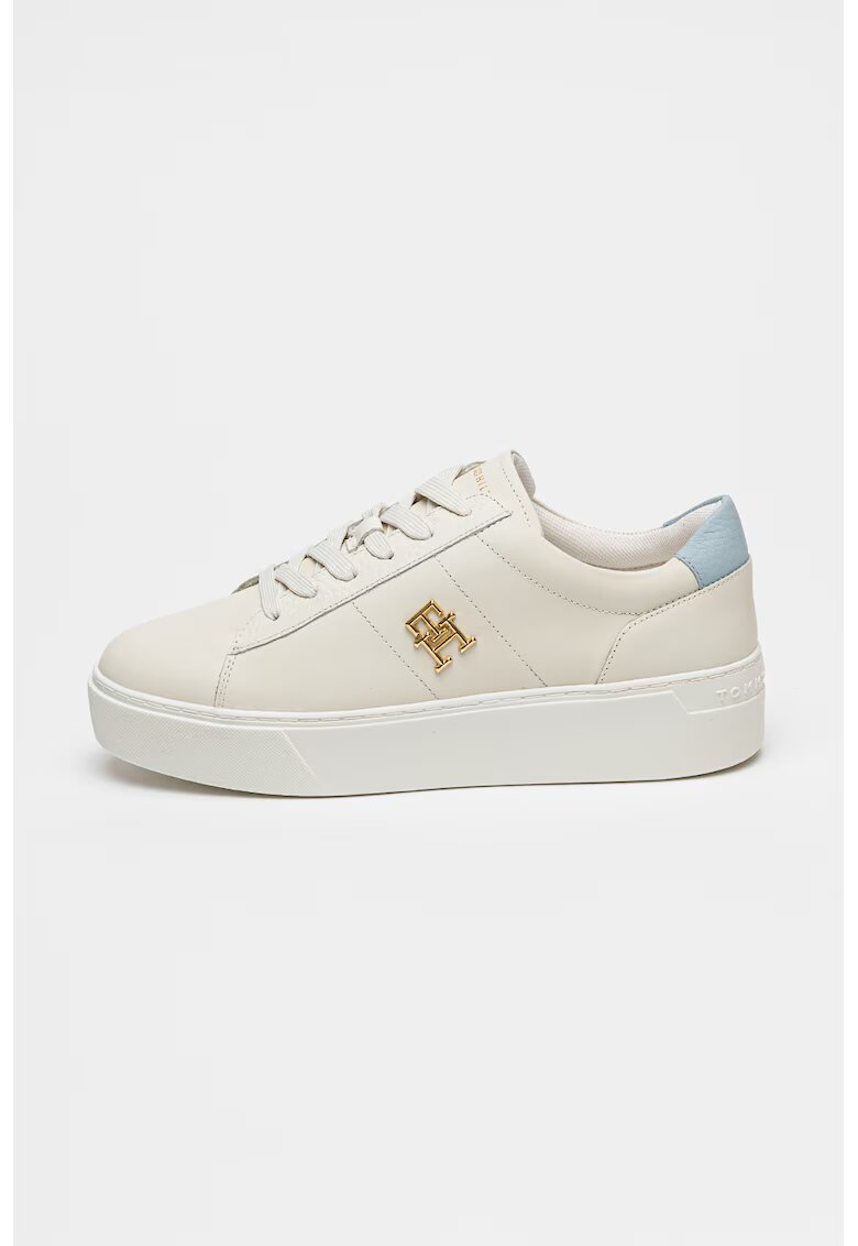 Tommy Hilfiger Pantofi sport din piele cu logo - Alb/Albastru deschis