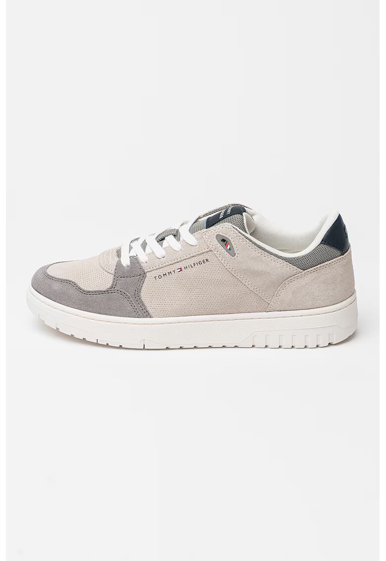 Tommy Hilfiger Pantofi sport din piele intoarsa Core Lite - Gri deschis/Alb murdar/Gri inchis
