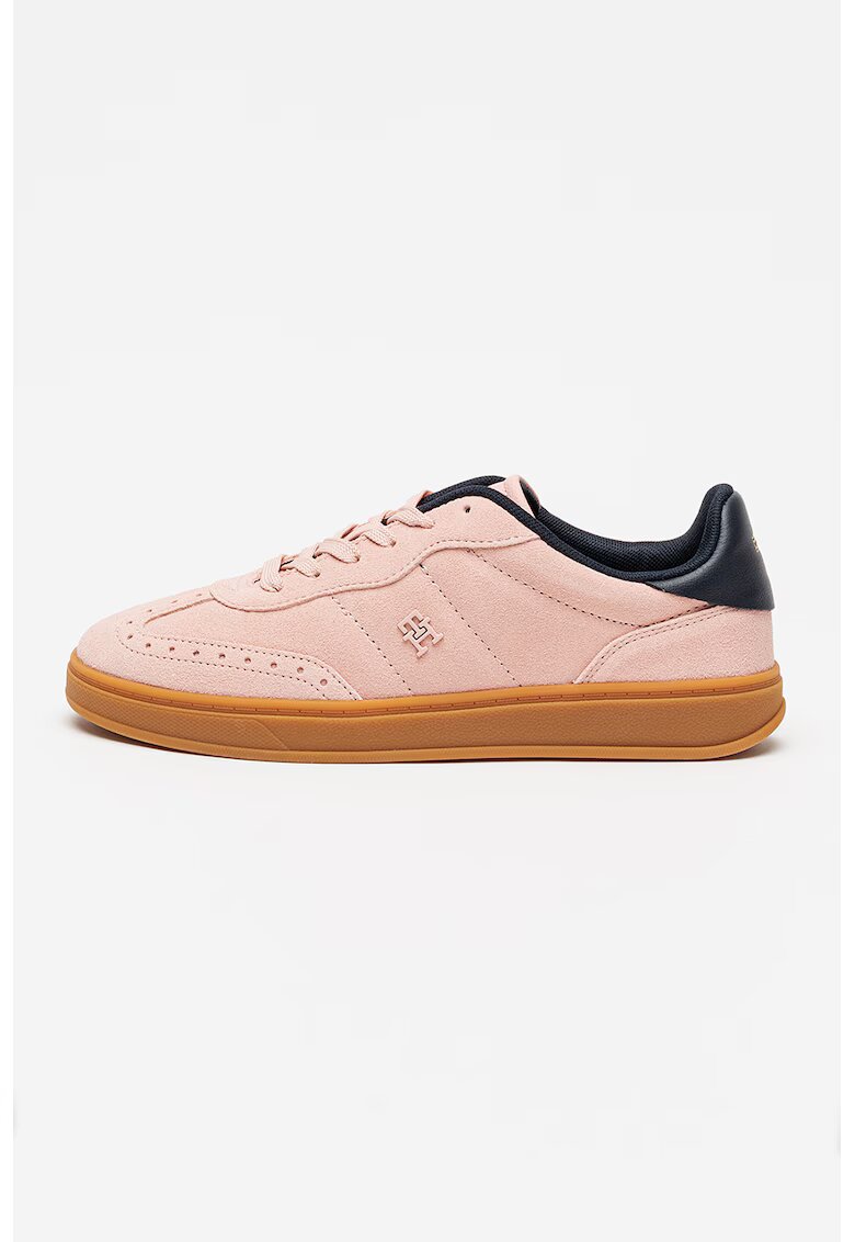 Tommy Hilfiger Pantofi sport din piele intoarsa Heritage - Roz deschis/Bleumarin