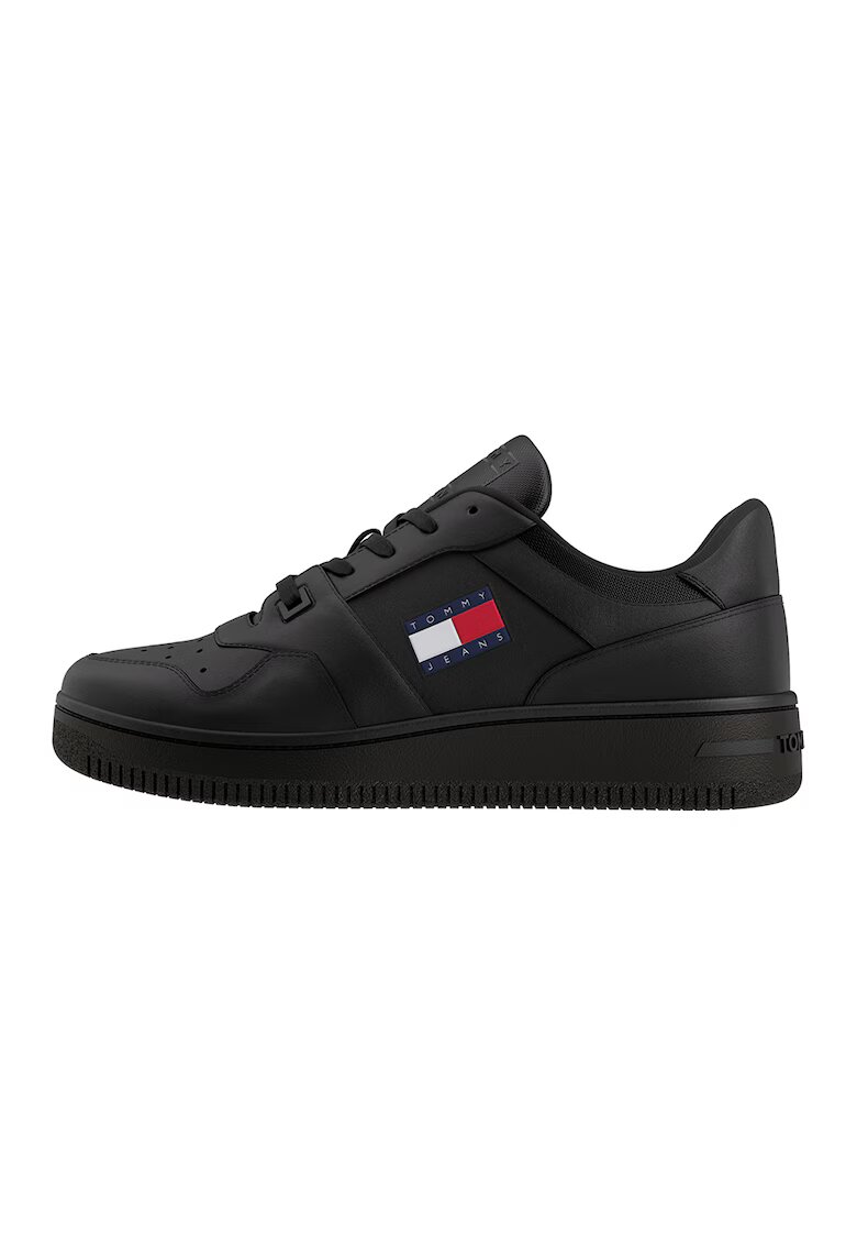 Tommy Hilfiger Pantofi sport din piele si piele ecologica - Negru