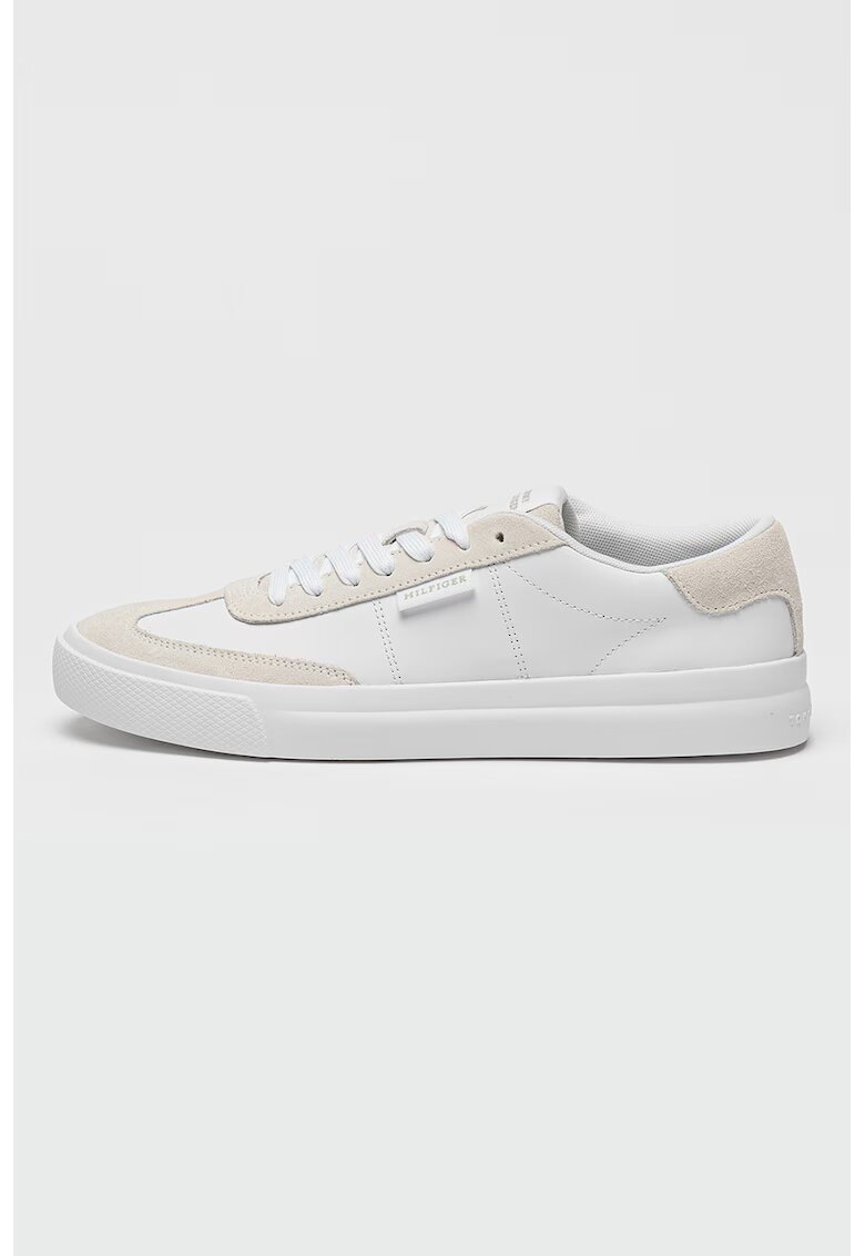 Tommy Hilfiger Pantofi sport din piele si piele intoarsa - Alb optic