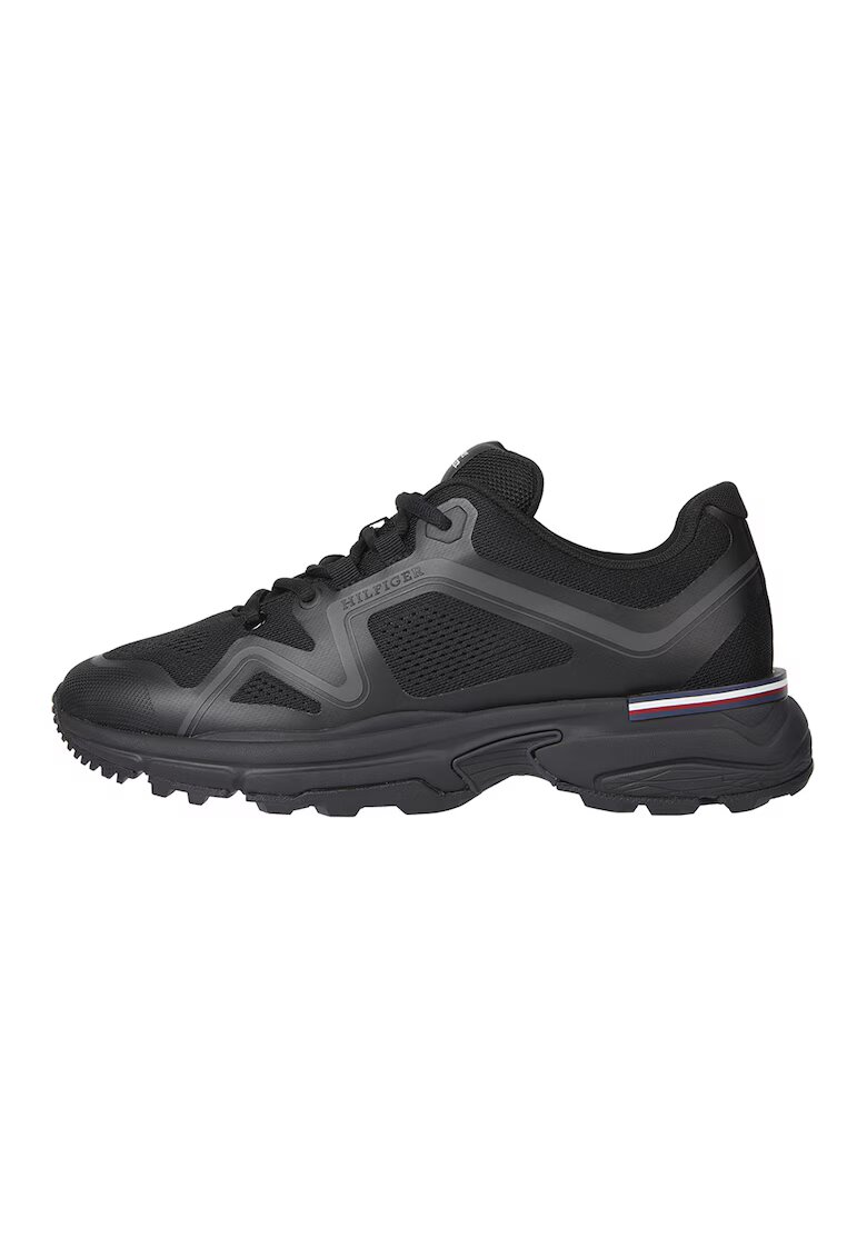 Tommy Hilfiger Pantofi sport low-cut cu insertii de plasa - Negru stins