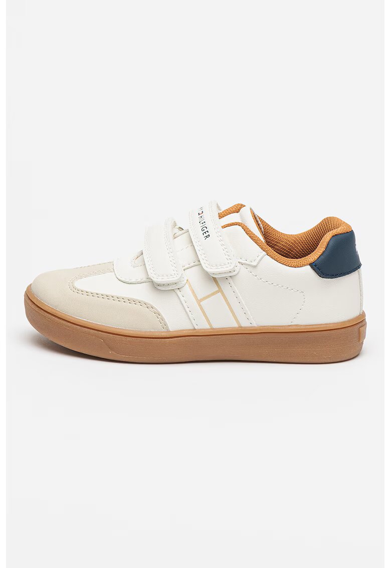 Tommy Hilfiger Pantofi sport low-cut cu velcro - Gri deschis/Caramel/Alb murdar