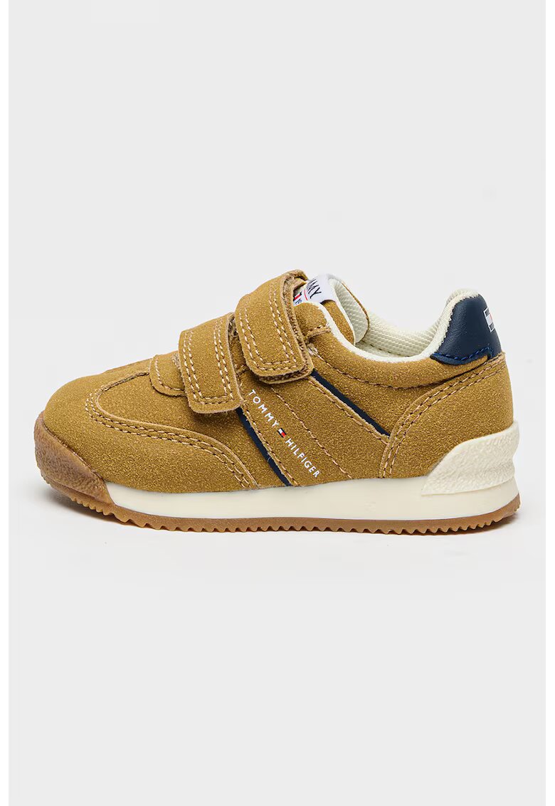 Tommy Hilfiger Pantofi sport low-cut cu velcro - Maro camel/Bleumarin