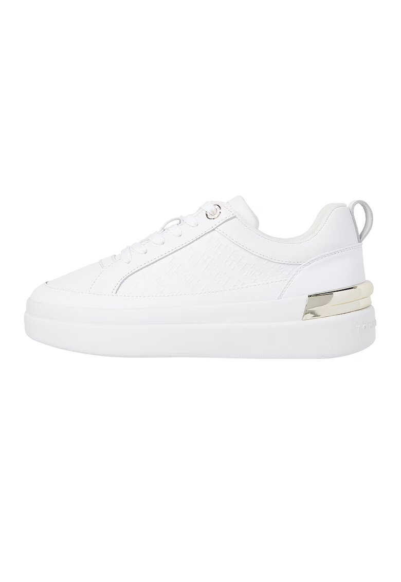 Tommy Hilfiger Pantofi sport low-cut de piele - Alb/Auriu