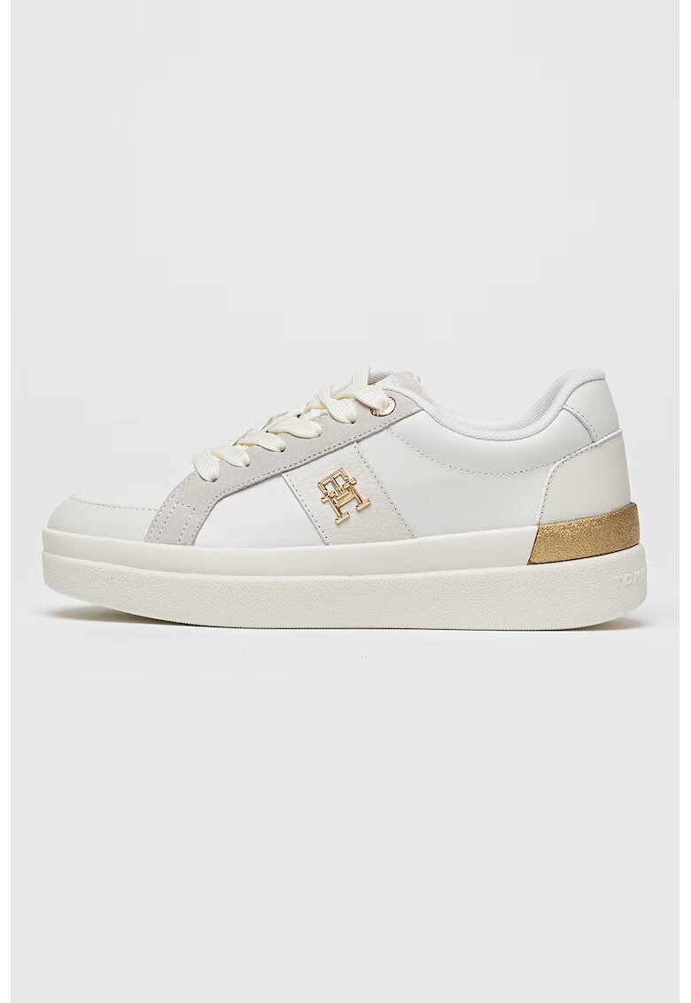 Tommy Hilfiger Pantofi sport low-cut din piele - Alb/Auriu