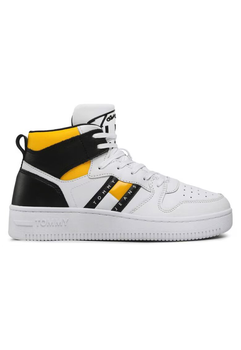 Tommy Hilfiger Pantofi sport pentru Barbati - tj retro basket mid cut - EM0EM01142-YBR - Alb - Alb