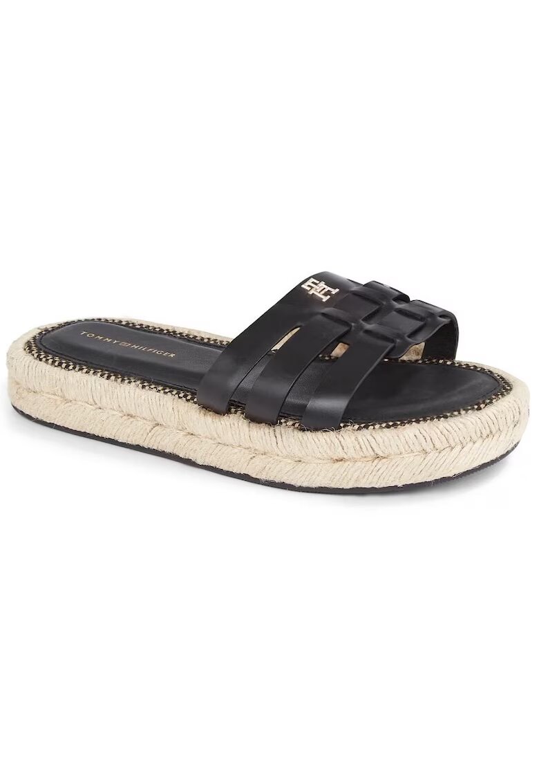 Tommy Hilfiger Papuci din piele cu detaliu logo metalic