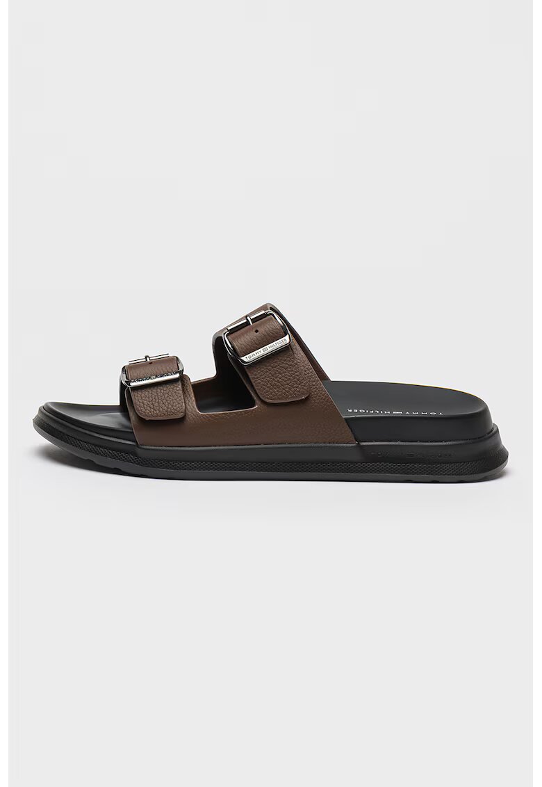 Tommy Hilfiger Papuci din piele - Maro inchis