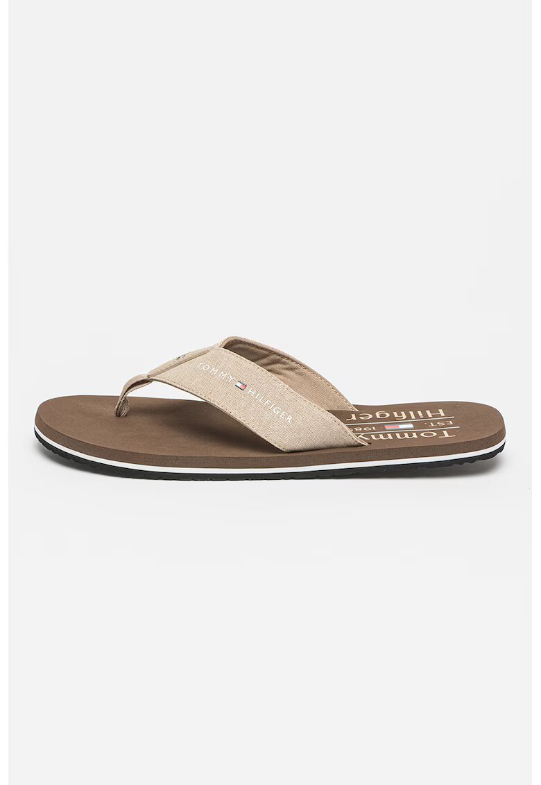 Tommy Hilfiger Papuci flip-flop din in cu logo - Bej