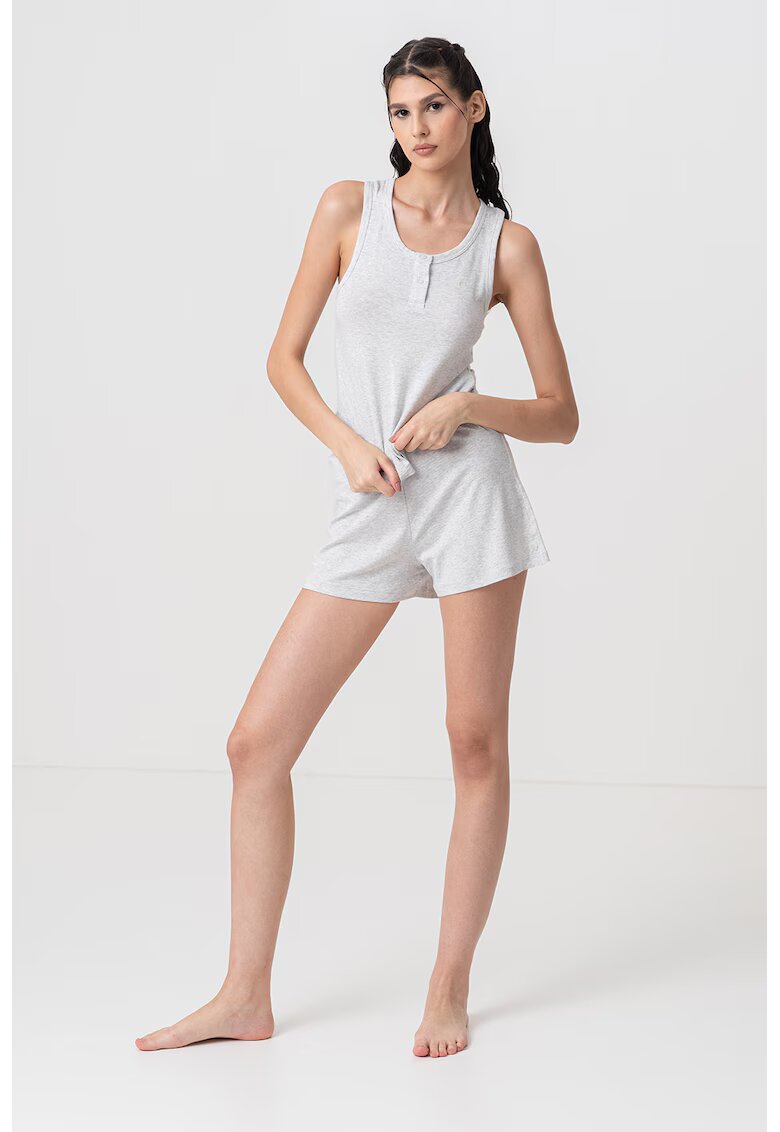 Tommy Hilfiger Pijama cu pantaloni scurti din amestec de bumbac organic si modal - Gri melange