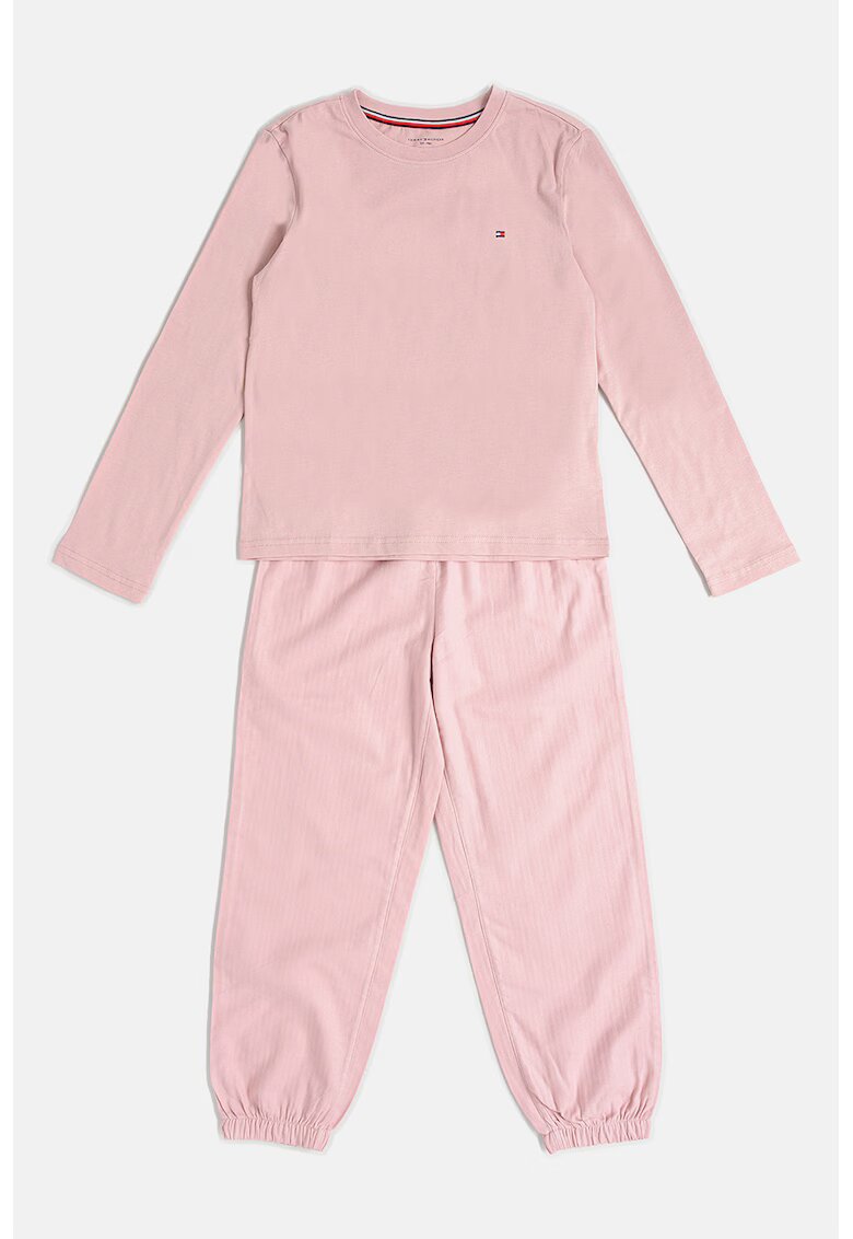 Tommy Hilfiger Pijama uni cu banda logo in talie - Roz prafuit