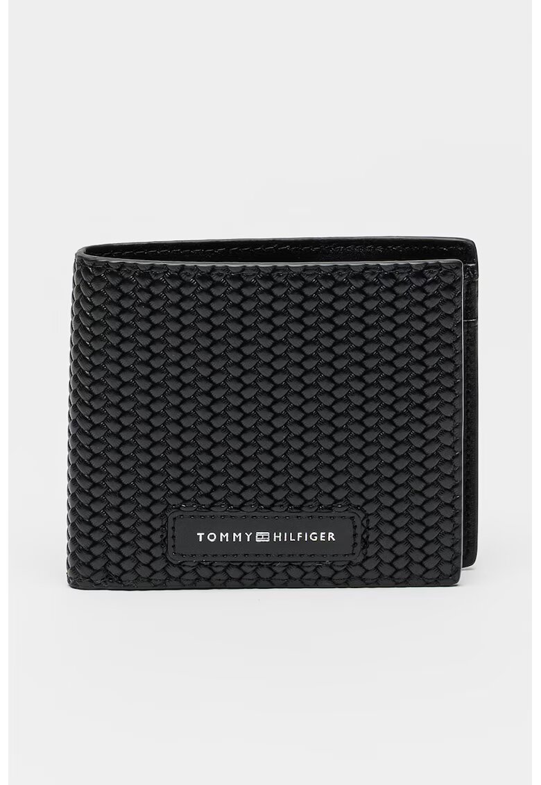 Tommy Hilfiger Portofel pliabil din piele cu aspect texturat - Negru