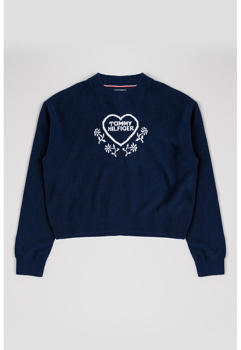 Tommy Hilfiger Pulover cu logo brodat - Bleumarin
