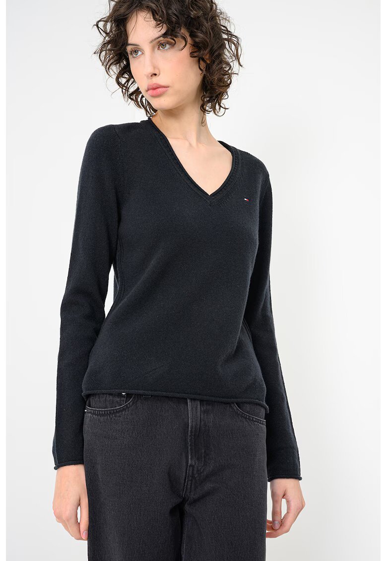 Tommy Hilfiger Pulover de lana cu decolteu in V