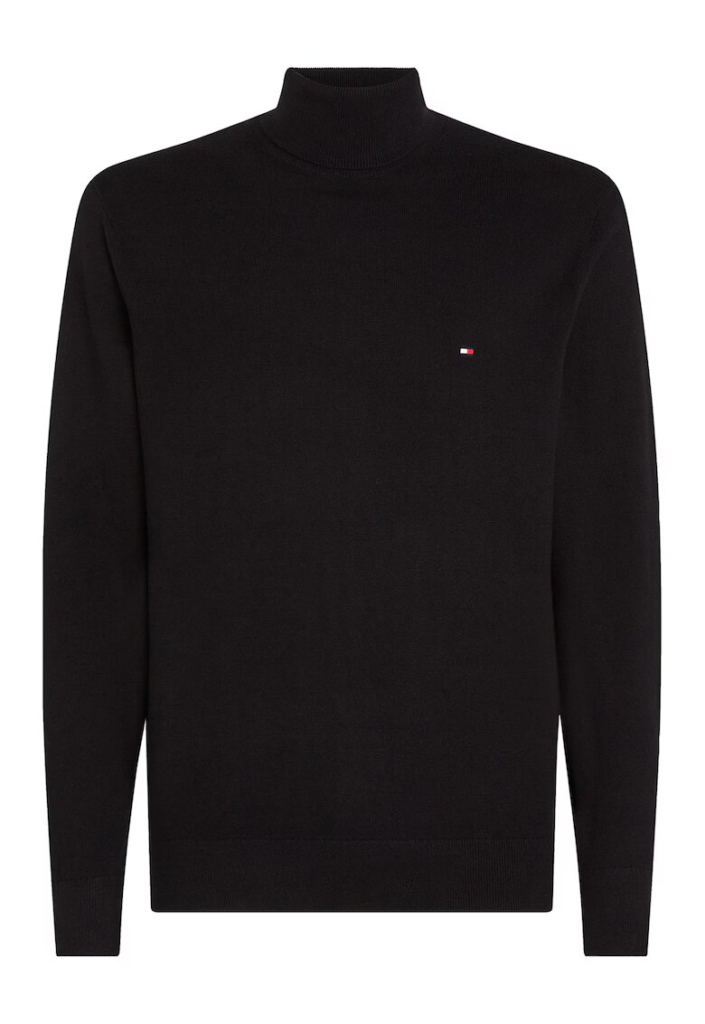 Tommy Hilfiger Pulover din amestec de bumbac organic si casmir cu guler inalt - Negru