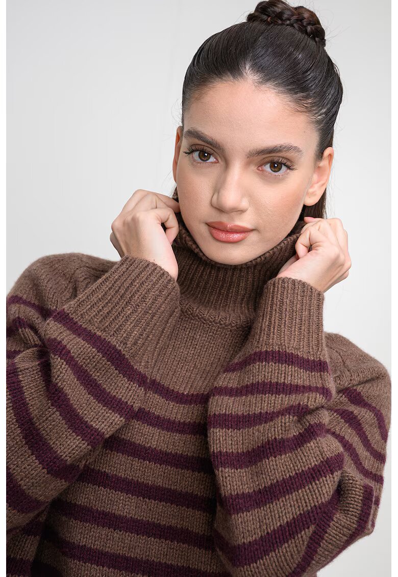 Tommy Hilfiger Pulover din amestec de casmir cu dungi - Maro/Mov inchis