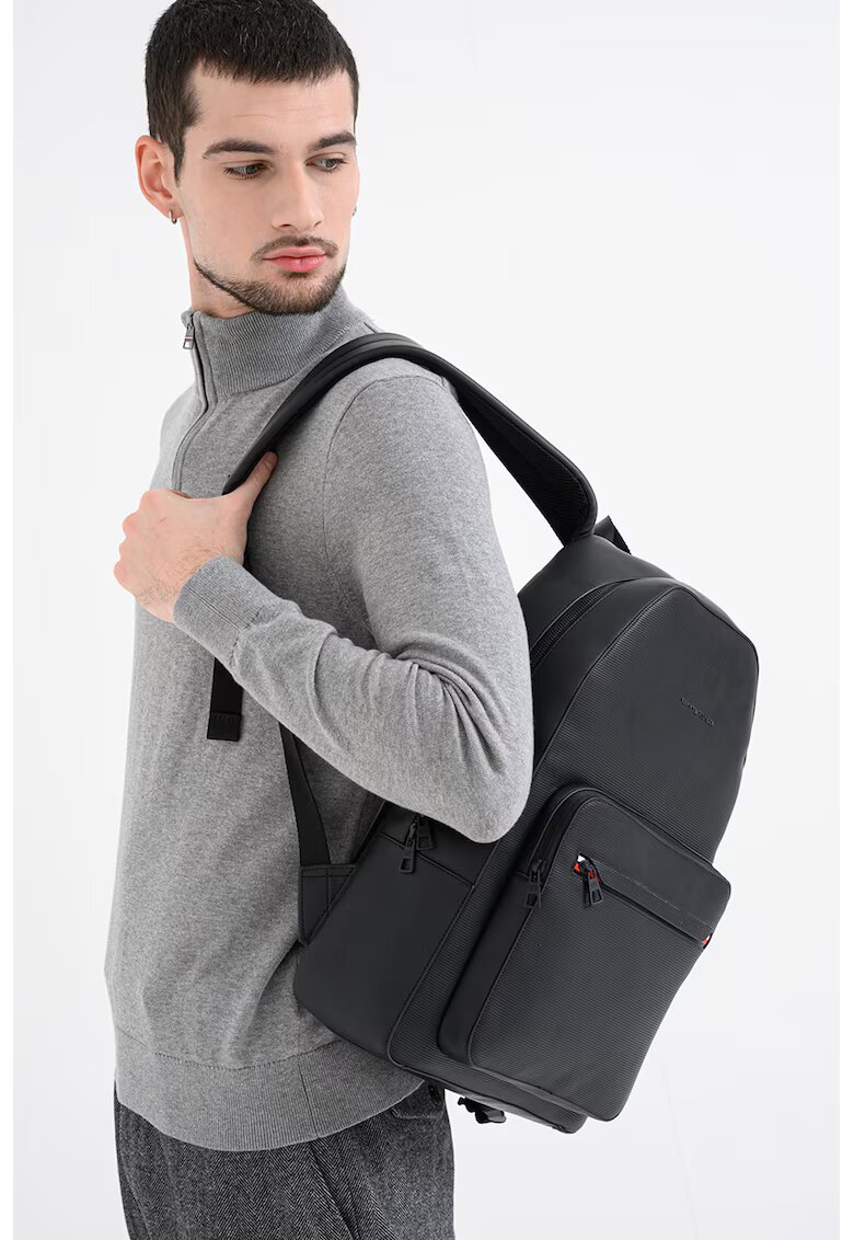 Tommy Hilfiger Pulover din bumbac cu fenta cu fermoar - Gri melange