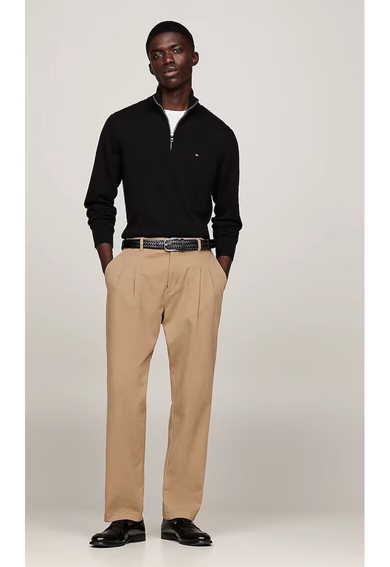 Tommy Hilfiger Pulover pentru barbati - bumbac Pima si casmir - negru - tricotat - guler inalt