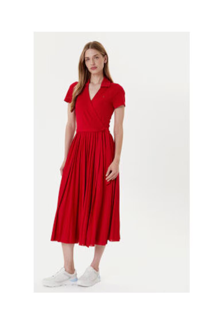 Tommy Hilfiger Rochie casual dama - rosu - 100% poliester reciclat -