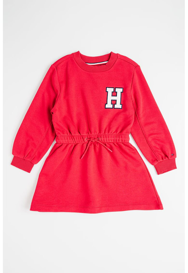 Tommy Hilfiger Rochie din amestec de bumbac organic cu maneci lungi si imprimeu pe partea din spate - Alb/Albastru ultramarin/Roz zmeuriu