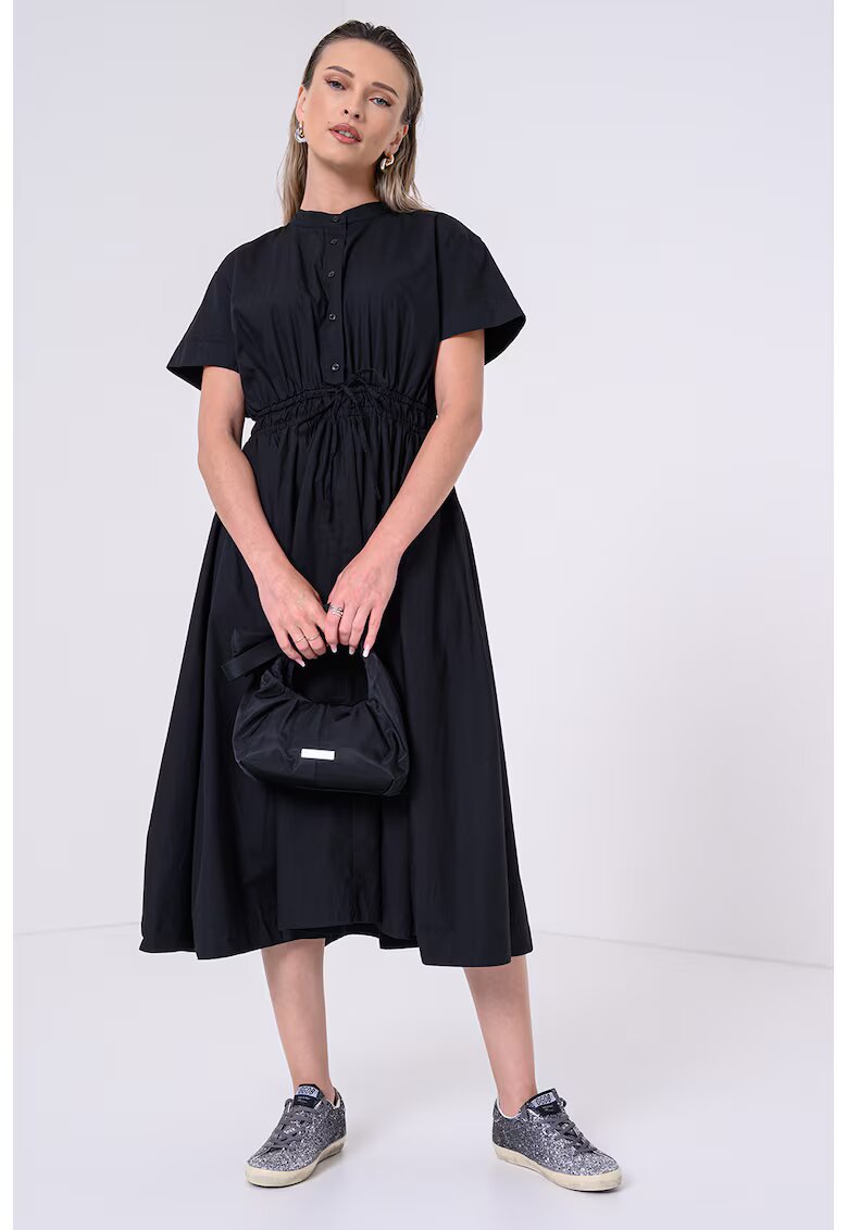 Tommy Hilfiger Rochie din amestec de bumbac organic cu snur in talie - Negru/Negru stins