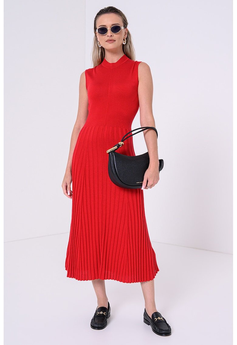 Tommy Hilfiger Rochie lunga cu pliuri - din lyocell si matase - Rosu