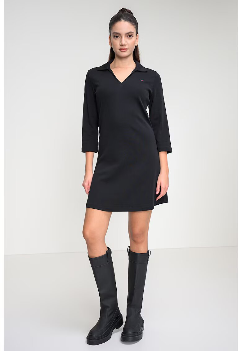 Tommy Hilfiger Rochie scurta cu croiala dreapta si maneci 3/4 - Negru