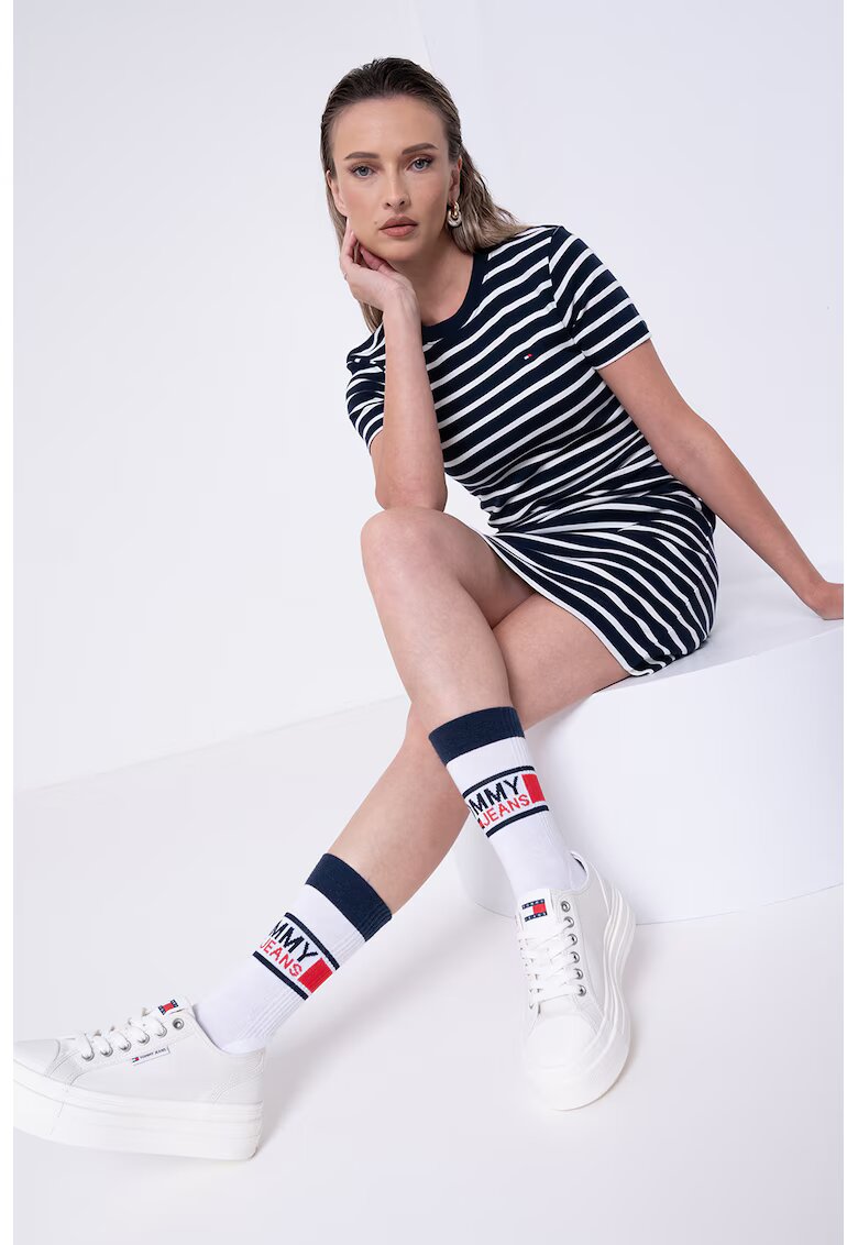 Tommy Hilfiger Rochie-tricou mini - Alb/Bleumarin