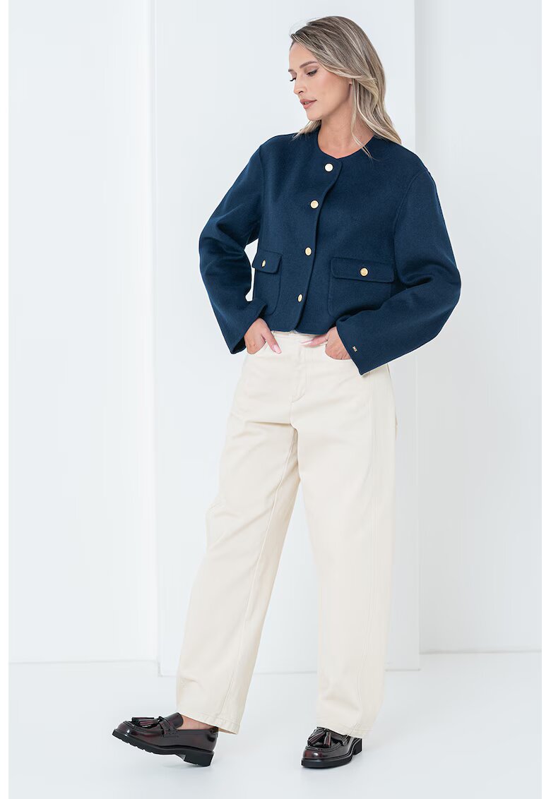 Tommy Hilfiger Sacou crop din amestec de lana - Albastru indigo