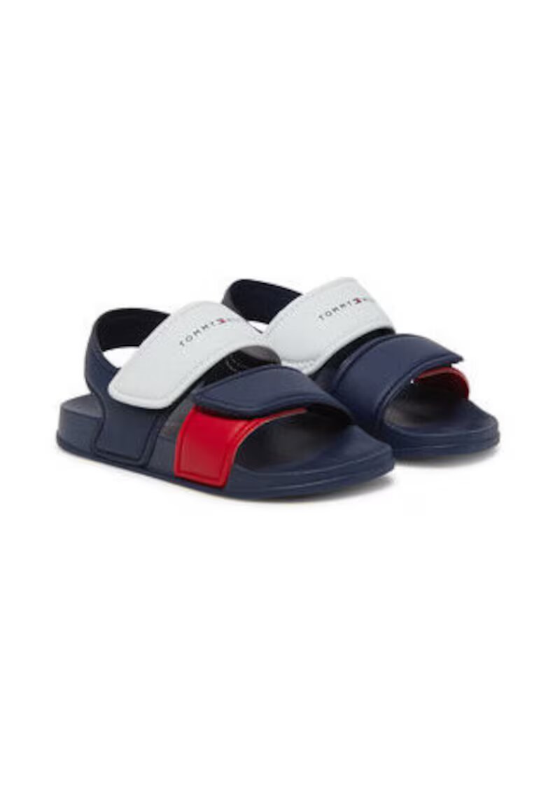 Tommy Hilfiger Sandale copii - piele ecologica - alb/albastru -