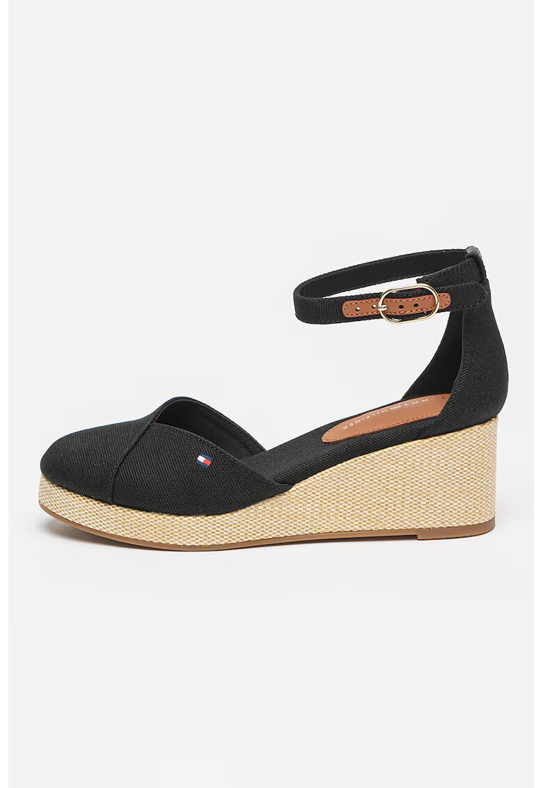 Tommy Hilfiger Sandale cu talpa wedge Flag - Negru