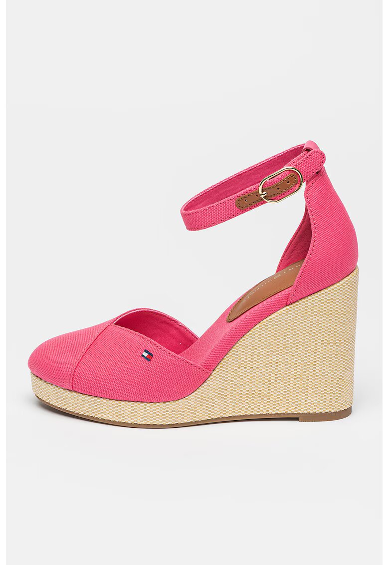 Tommy Hilfiger Sandale cu talpa wedge si detaliu cu logo Sall - Roz/Crem