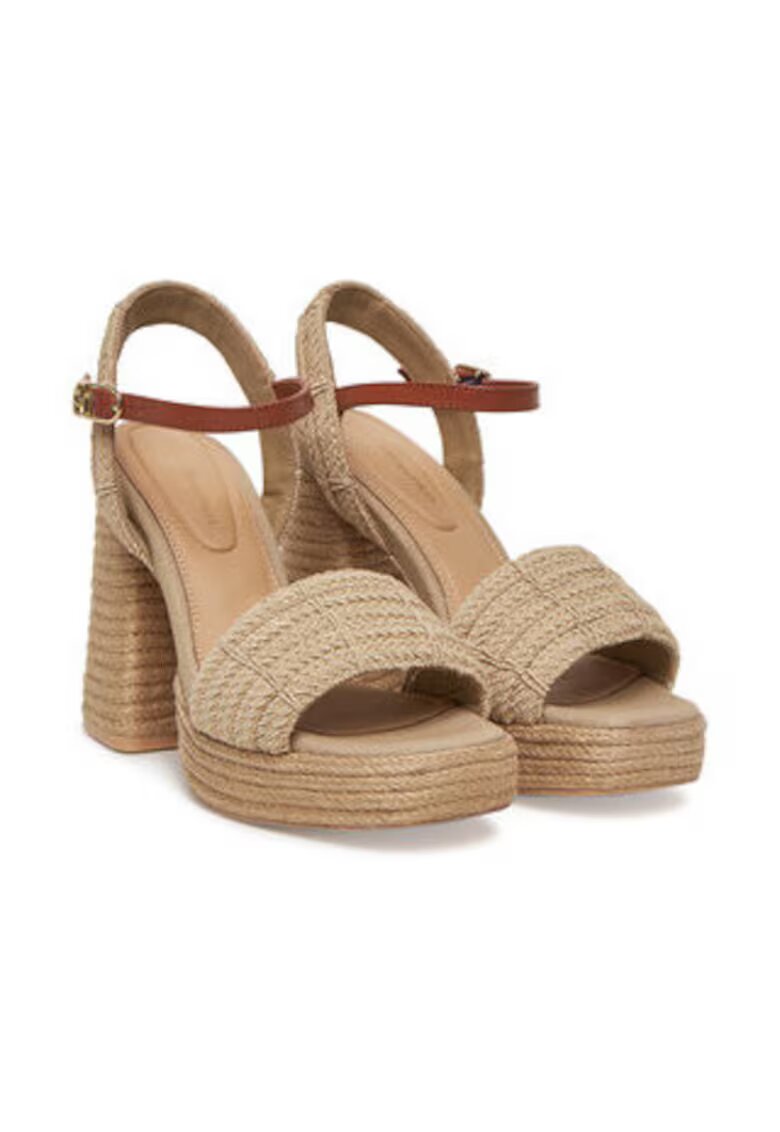 Tommy Hilfiger Sandale cu toc dama - material textil - bej -