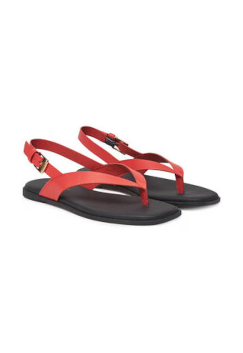 Tommy Hilfiger Sandale de dama - piele naturala - rosu/negru - Rosu/Negru