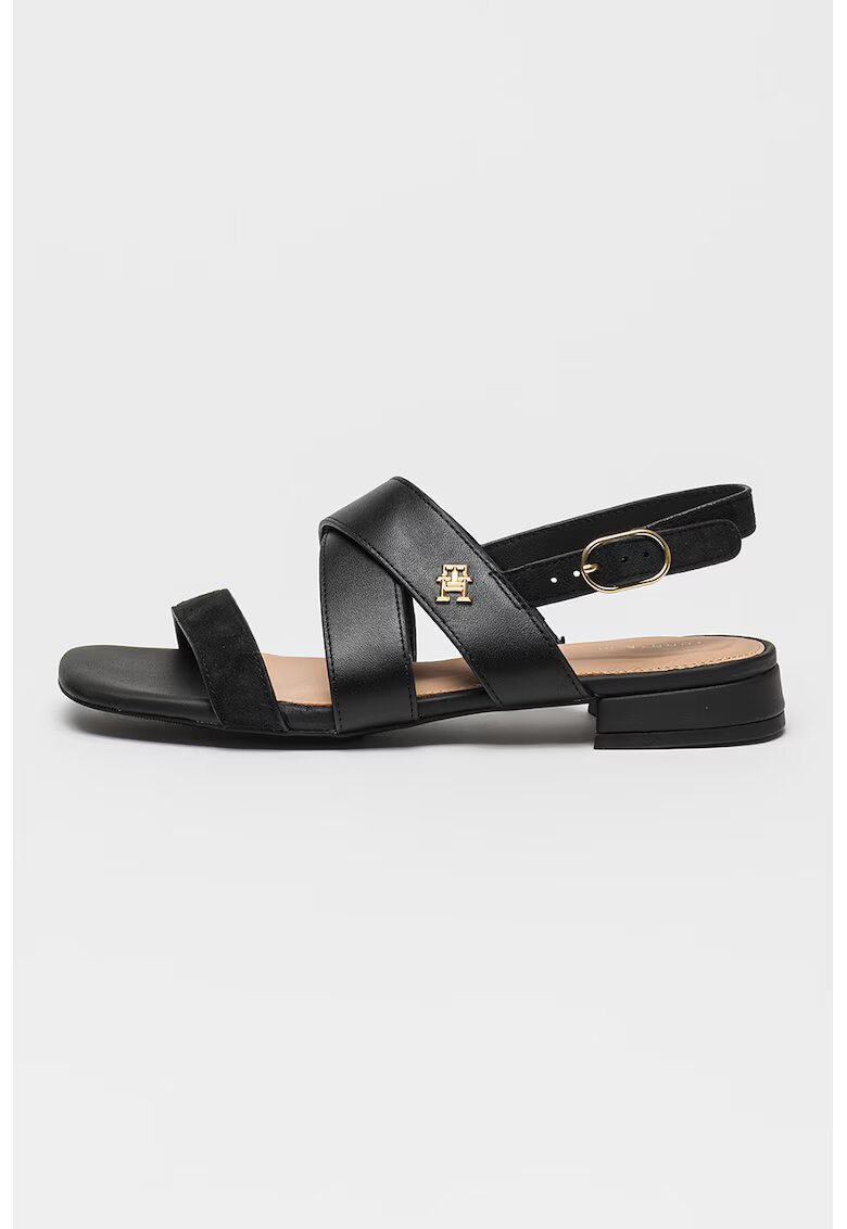 Tommy Hilfiger Sandale din piele cu catarama - Negru