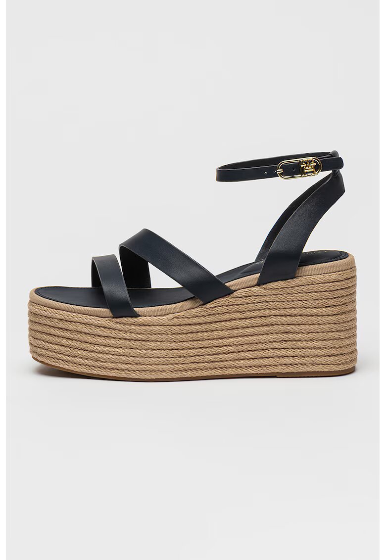 Tommy Hilfiger Sandale flatform din piele - Bleumarin